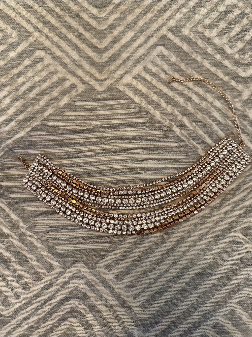 Crystal Multi-Row Statement Necklace in Gold